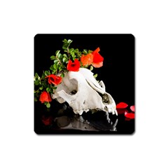 Animal Skull With A Wreath Of Wild Flower Magnet (square) by igorsin