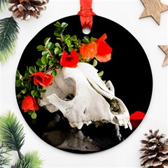 Animal Skull With A Wreath Of Wild Flower Round Ornament (two Sides) by igorsin