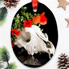 Animal Skull With A Wreath Of Wild Flower Oval Ornament (two Sides) by igorsin