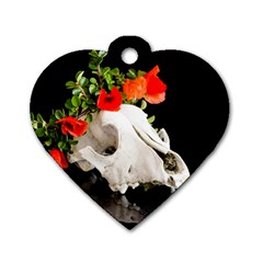 Animal Skull With A Wreath Of Wild Flower Dog Tag Heart (one Side) by igorsin