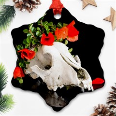 Animal Skull With A Wreath Of Wild Flower Snowflake Ornament (two Sides) by igorsin