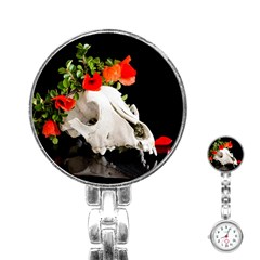 Animal Skull With A Wreath Of Wild Flower Stainless Steel Nurses Watch by igorsin