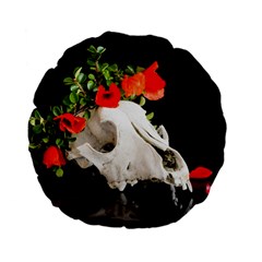 Animal Skull With A Wreath Of Wild Flower Standard 15  Premium Flano Round Cushion  by igorsin