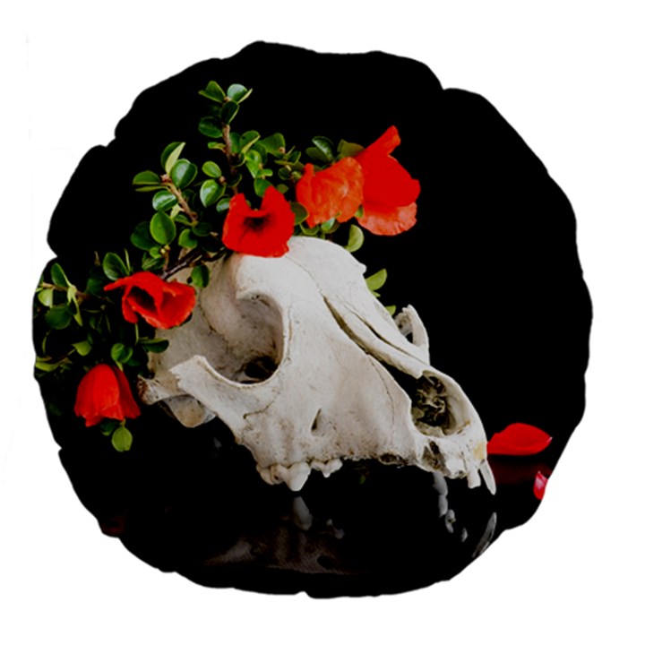 Animal skull with a wreath of wild flower Large 18  Premium Flano Round Cushion 