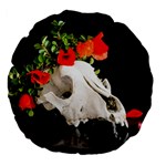 Animal skull with a wreath of wild flower Large 18  Premium Flano Round Cushion  Back