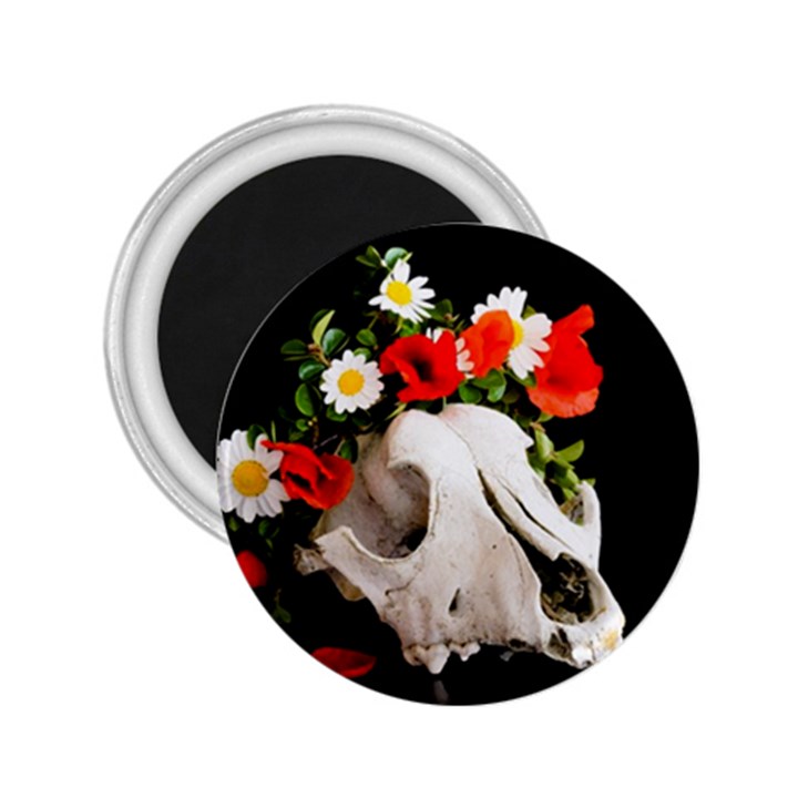 Animal skull with a wreath of wild flower 2.25  Magnets