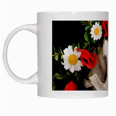 Animal Skull With A Wreath Of Wild Flower White Mugs by igorsin