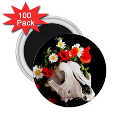 Animal Skull With A Wreath Of Wild Flower 2 25  Magnets (100 Pack)  by igorsin