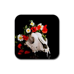 Animal Skull With A Wreath Of Wild Flower Rubber Square Coaster (4 Pack)  by igorsin