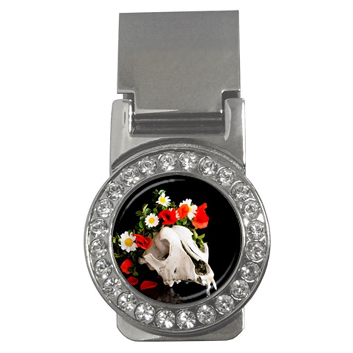 Animal skull with a wreath of wild flower Money Clips (CZ) 