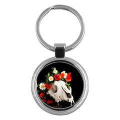 Animal Skull With A Wreath Of Wild Flower Key Chains (round)  by igorsin