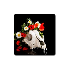 Animal Skull With A Wreath Of Wild Flower Square Magnet by igorsin