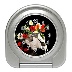 Animal Skull With A Wreath Of Wild Flower Travel Alarm Clocks by igorsin