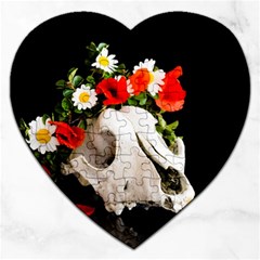 Animal Skull With A Wreath Of Wild Flower Jigsaw Puzzle (heart) by igorsin