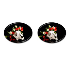 Animal Skull With A Wreath Of Wild Flower Cufflinks (oval) by igorsin