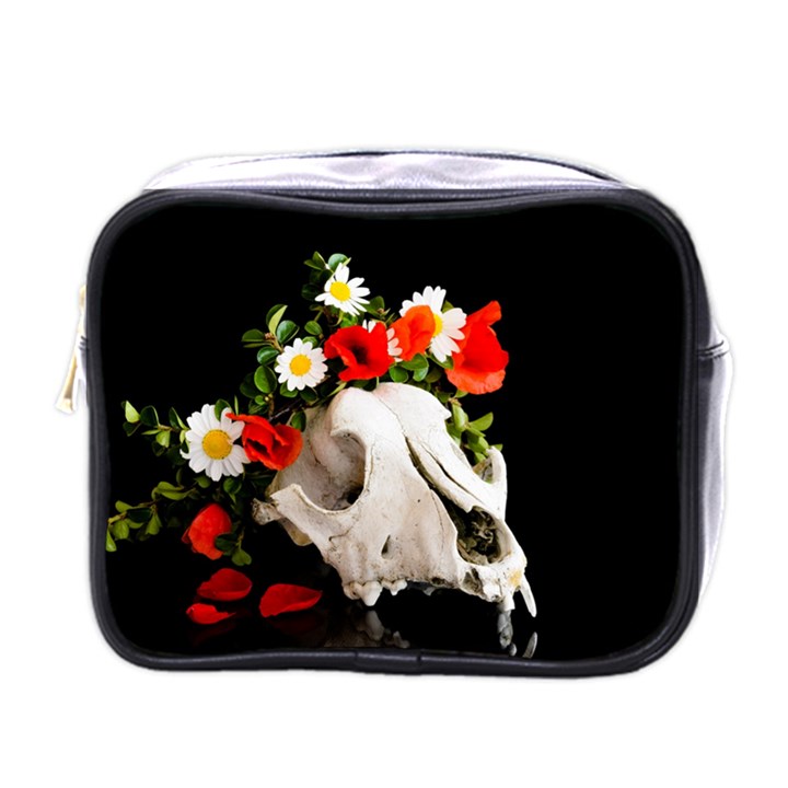 Animal skull with a wreath of wild flower Mini Toiletries Bags