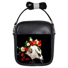 Animal Skull With A Wreath Of Wild Flower Girls Sling Bags by igorsin