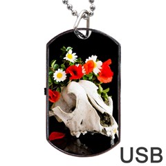 Animal Skull With A Wreath Of Wild Flower Dog Tag Usb Flash (one Side) by igorsin