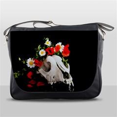 Animal Skull With A Wreath Of Wild Flower Messenger Bags by igorsin