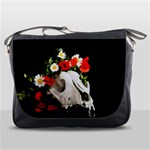 Animal skull with a wreath of wild flower Messenger Bags Front