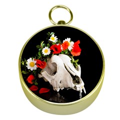 Animal Skull With A Wreath Of Wild Flower Gold Compasses by igorsin