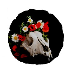 Animal Skull With A Wreath Of Wild Flower Standard 15  Premium Flano Round Cushions by igorsin