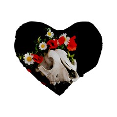 Animal Skull With A Wreath Of Wild Flower Standard 16  Premium Flano Heart Shape Cushions by igorsin