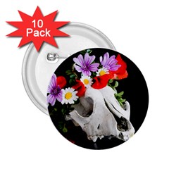 Animal Skull With A Wreath Of Wild Flower 2 25  Buttons (10 Pack)  by igorsin