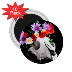 Animal Skull With A Wreath Of Wild Flower 2 25  Magnets (10 Pack)  by igorsin