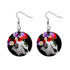 Animal Skull With A Wreath Of Wild Flower Mini Button Earrings by igorsin