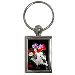 Animal Skull With A Wreath Of Wild Flower Key Chains (Rectangle)  Front