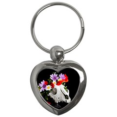 Animal Skull With A Wreath Of Wild Flower Key Chains (heart)  by igorsin