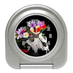 Animal Skull With A Wreath Of Wild Flower Travel Alarm Clocks by igorsin