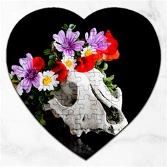 Animal Skull With A Wreath Of Wild Flower Jigsaw Puzzle (heart) by igorsin