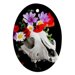 Animal Skull With A Wreath Of Wild Flower Oval Ornament (two Sides) by igorsin