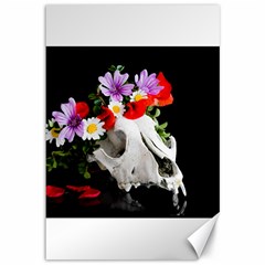 Animal Skull With A Wreath Of Wild Flower Canvas 12  X 18   by igorsin