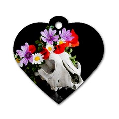 Animal Skull With A Wreath Of Wild Flower Dog Tag Heart (one Side) by igorsin