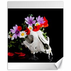 Animal Skull With A Wreath Of Wild Flower Canvas 11  X 14   by igorsin