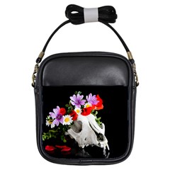 Animal Skull With A Wreath Of Wild Flower Girls Sling Bags by igorsin