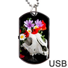 Animal Skull With A Wreath Of Wild Flower Dog Tag Usb Flash (one Side) by igorsin