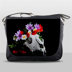 Animal Skull With A Wreath Of Wild Flower Messenger Bags by igorsin