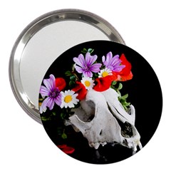 Animal Skull With A Wreath Of Wild Flower 3  Handbag Mirrors by igorsin