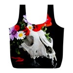 Animal Skull With A Wreath Of Wild Flower Full Print Recycle Bags (L)  Back