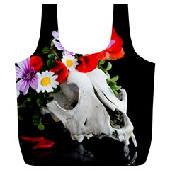 Animal Skull With A Wreath Of Wild Flower Full Print Recycle Bags (l)  by igorsin