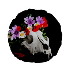 Animal Skull With A Wreath Of Wild Flower Standard 15  Premium Flano Round Cushions by igorsin