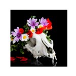 Animal Skull With A Wreath Of Wild Flower Small Satin Scarf (Square) Front