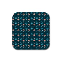 Summer Palms Pattern Rubber Square Coaster (4 Pack)  by TastefulDesigns