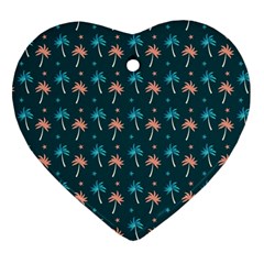 Summer Palms Pattern Heart Ornament (two Sides)