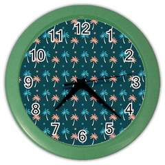 Summer Palms Pattern Color Wall Clocks by TastefulDesigns