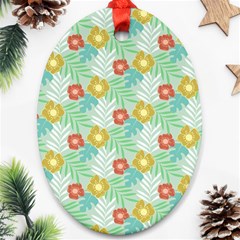 Vintage Floral Summer Pattern Ornament (oval)